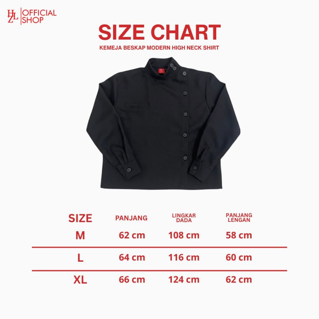 KEMEJA HZL – Modern Beskap Shirt High Neck Shirt Unisex Size M-XL (ผู้ชายและผู้หญิง) ราคา ถูกที่สุด ดีลบีเคเค แกลเลอรีภาพที่ 8
