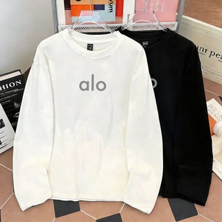 [COD] ANNI Kaos Lengan Panjang Oversize Pria Dan Wanita Putih Basic alo print 3.30
