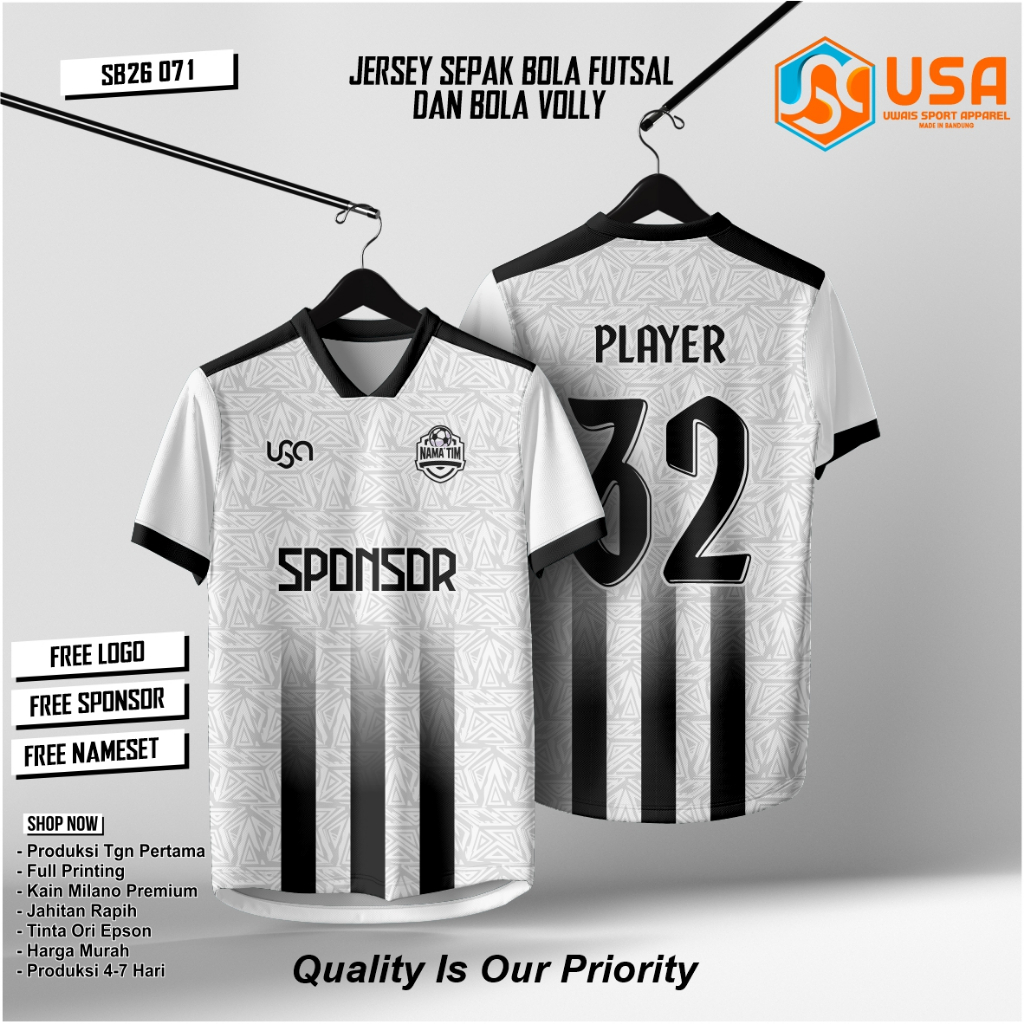 SB26-71 FULL PRINTING FUTSAL/BADMINTON/VOLLEYBALL JERSEY ฟรีชื่อ SPONSOR และ BACK NUMBER/ UNISEX/ FU