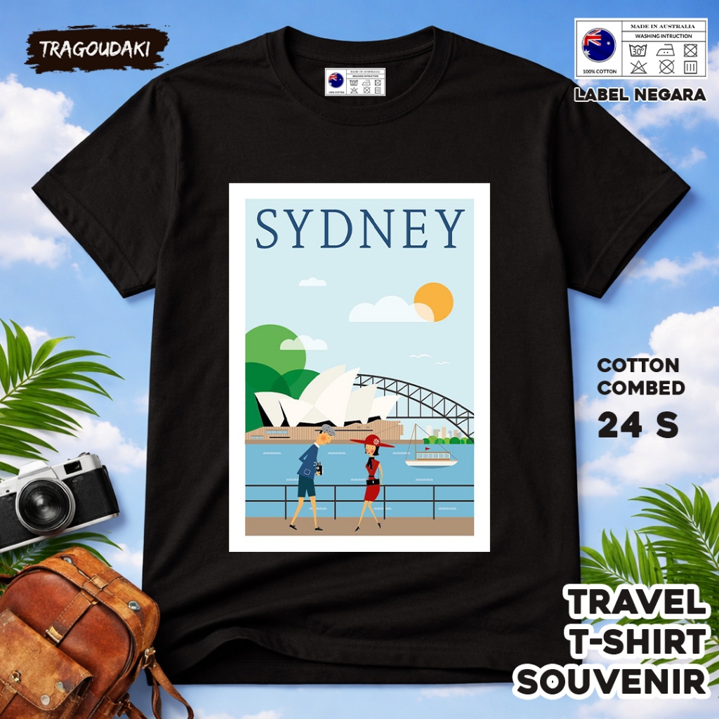 เสื้อยืดของที่ระลึก AUSTRALIA AUSTRALIA เสื้อผ้าของที่ระลึก 9 Tag ทําจากผ้าฝ้ายหวี 24s
