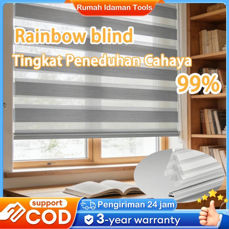 CAHAYA Zebra Blind Roller Blind 2 ชั้น Blackout Window Roller Blind บล็อกแสง 100%