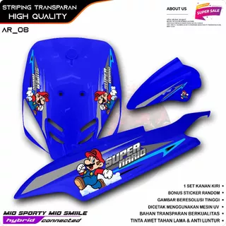 TRANSPARENT VARIATION STRIPING YAMAHA MIO SPORTY MIO SMILLE สติ๊กเกอร์ CARTOON MOTIF SUPER MARIO สติ๊กเกอร์ SIMPLE ภายนอก