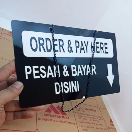 Order & Pay Here, Message & Pay Here Sign ในลายนูนอะคริลิค