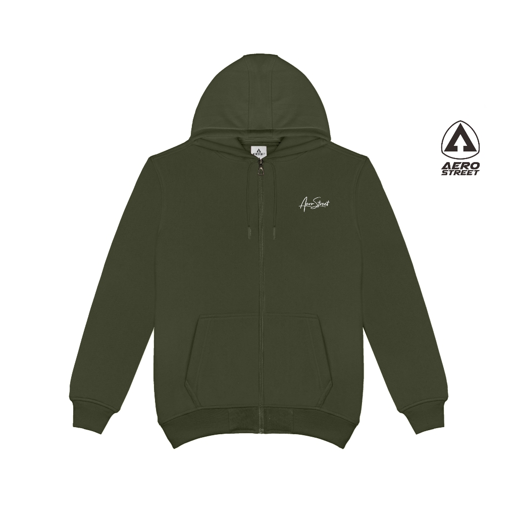 HIJAU Aerostreet Hoodie Zipper Hysteria Vano Army Green Jumper CCAAA