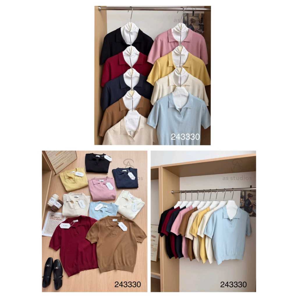 BLIORI KNIT TOP 243330 ONE K K K KNIT พรีเมี่ยม | ปกเสื้อ ถัก สูงสุด | PLAIN Womens KNITTING