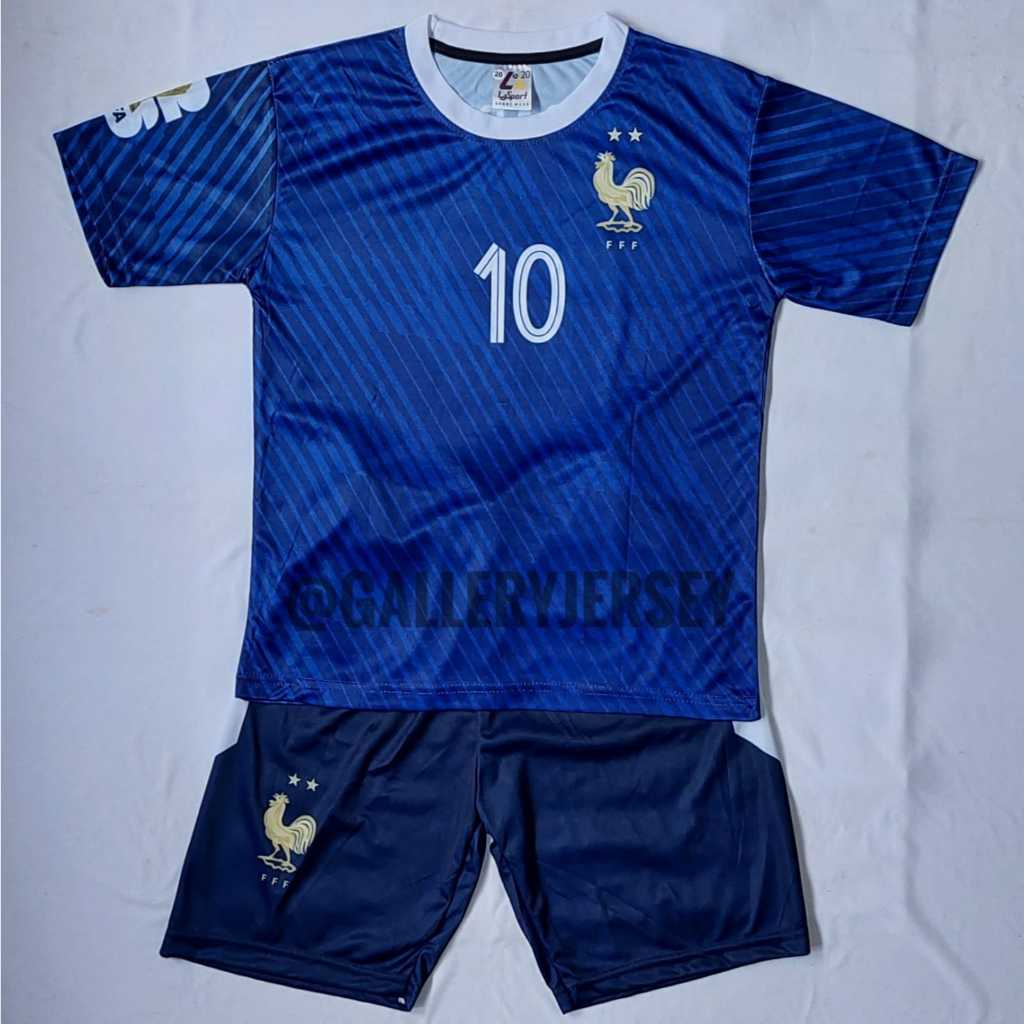 FRANCE HOME ชุดเสื้อฟุตบอลพิมพ์ลาย FRANCE HOME MBAPPE KIDS PRINTING JERSEY SET FRANCE HOME MBAPPE KI