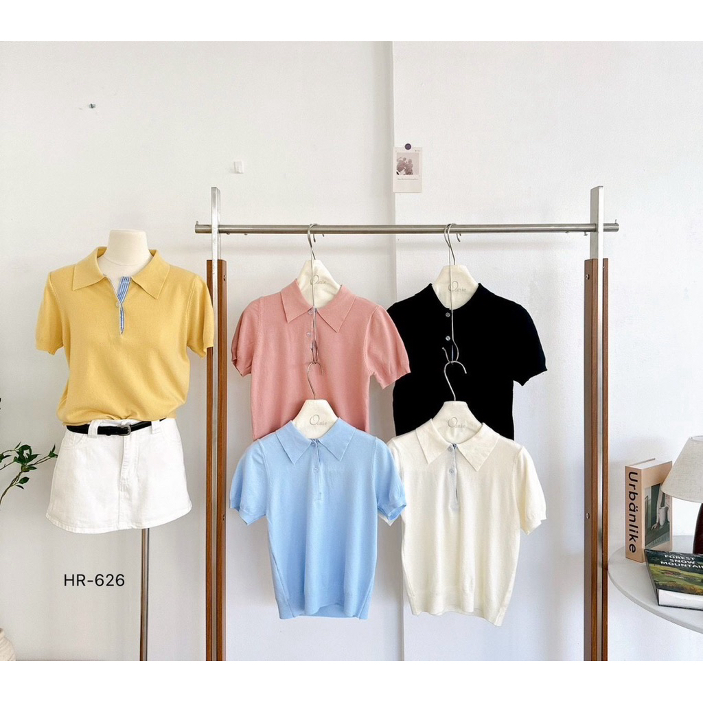 OUNIE STRIPED COLLAR KNIT TOP HR- 626 (ON001)
