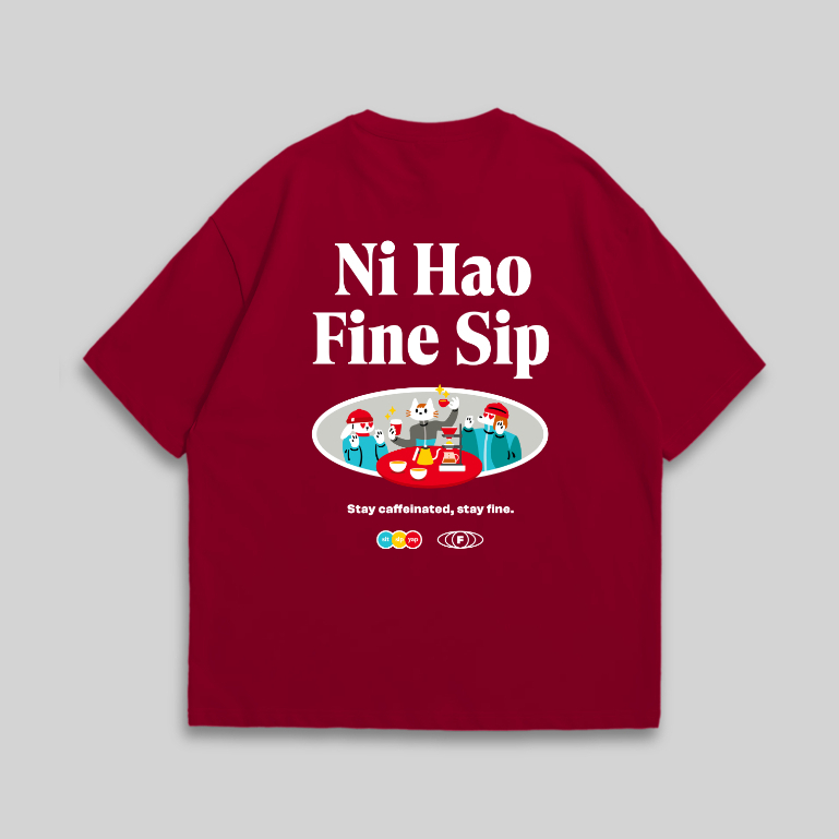 เสื้อยืด Ni Hao Fine Sip Oversize (สีแดง)