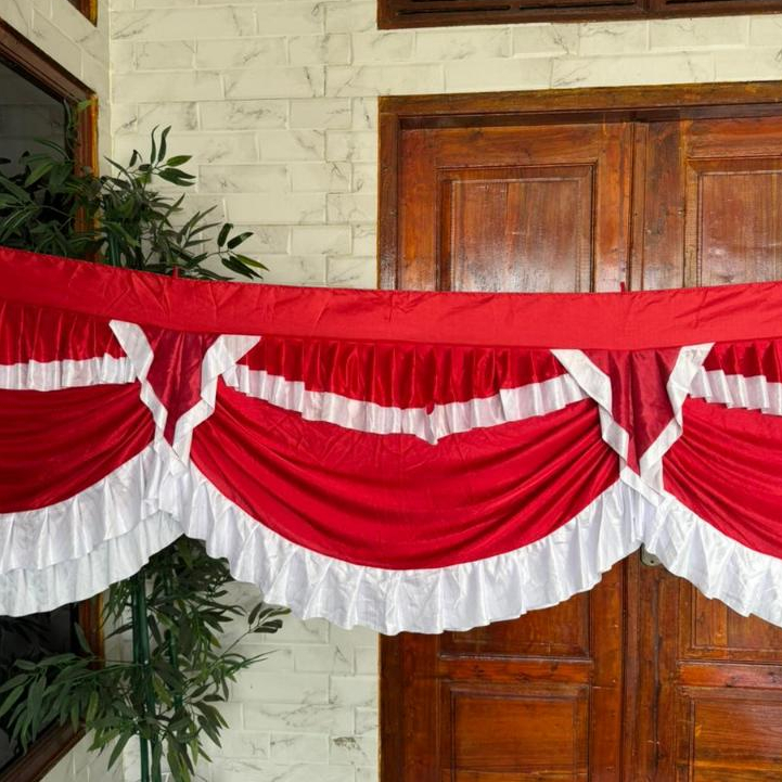 MERAH RED AND WHITE Ruffled Fringe BACKGROUND
