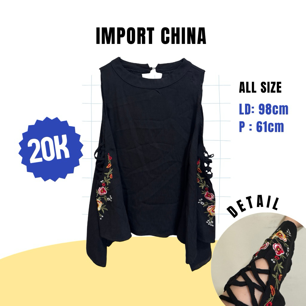 Top Fancy Flower Sabrina / Black Top Import