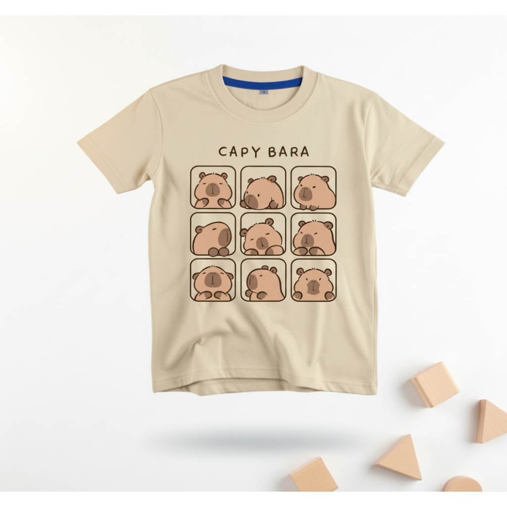 KATUN ฟรี NAME STICKERS น่ารัก Capybara เสื้อยืดเด็กผู้หญิงผ้าฝ้าย Unisex เสื้อยืดเด็กหลายสี Choices