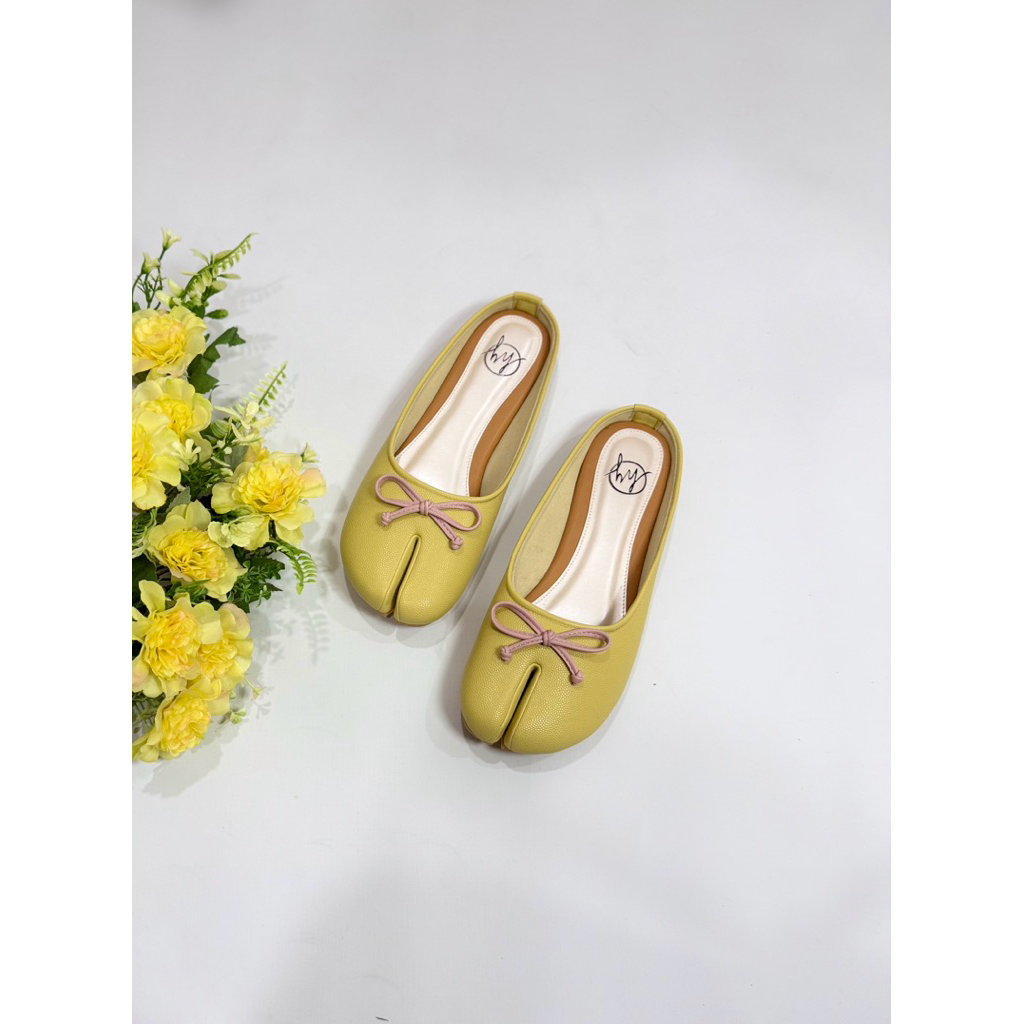 Hy_shoes Hikari Tabi Mules สีเหลืองมะนาว