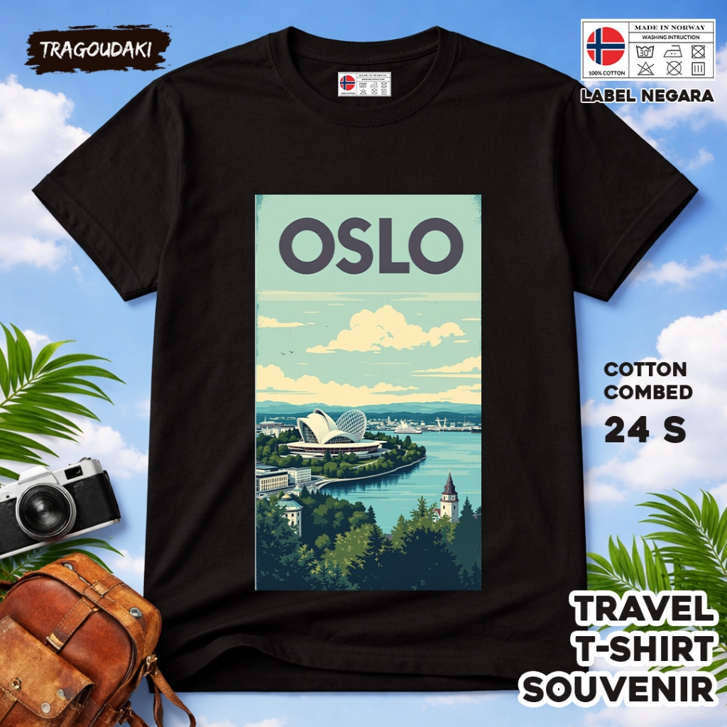 NORWAY เสื้อยืดของที่ระลึก NORWAY 60 Tag เสื้อผ้าของที่ระลึกทําจากผ้าฝ้ายหวี 24 วินาที