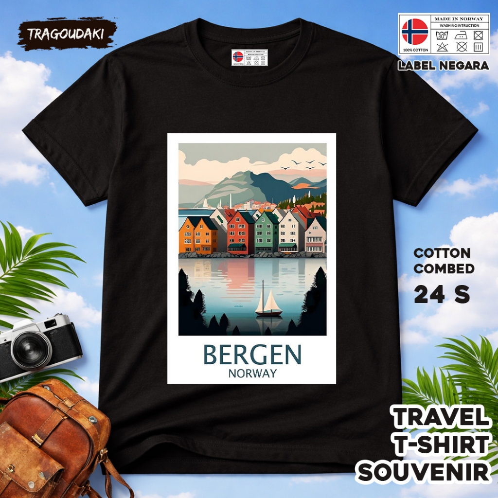 NORWAY เสื้อยืดของที่ระลึก NORWAY 66 Tag ของที่ระลึกเสื้อผ้าทําจากผ้าฝ้ายหวี 24 วินาที