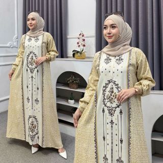 AJK - Gamis Dress Nabila Terbaru Lebaran 2026 Bahan Rayon Premium Adem Tebal Nyaman Dipakai