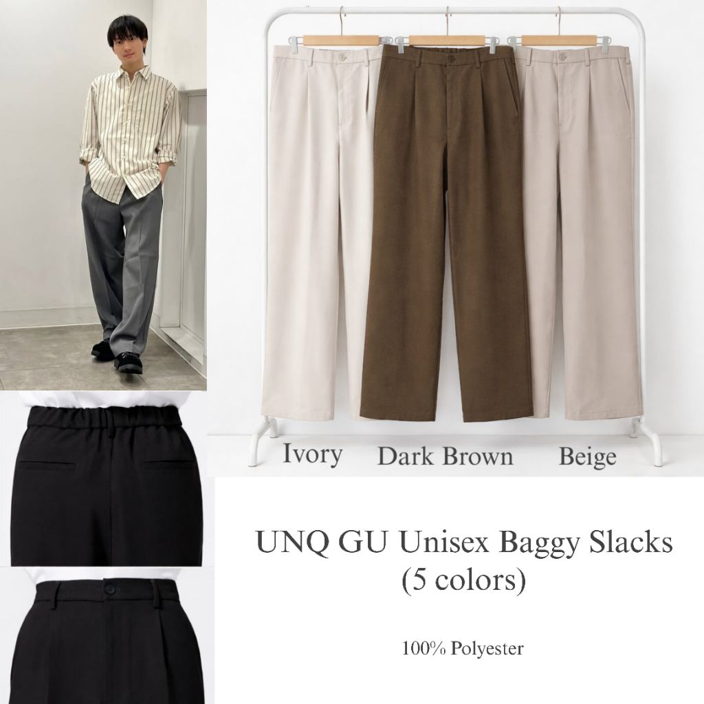 UNQL GU Unisex Baggy Slacks (5 สี)/Original Branded Unisex Pants/กางเกง Unisex ล่าสุด