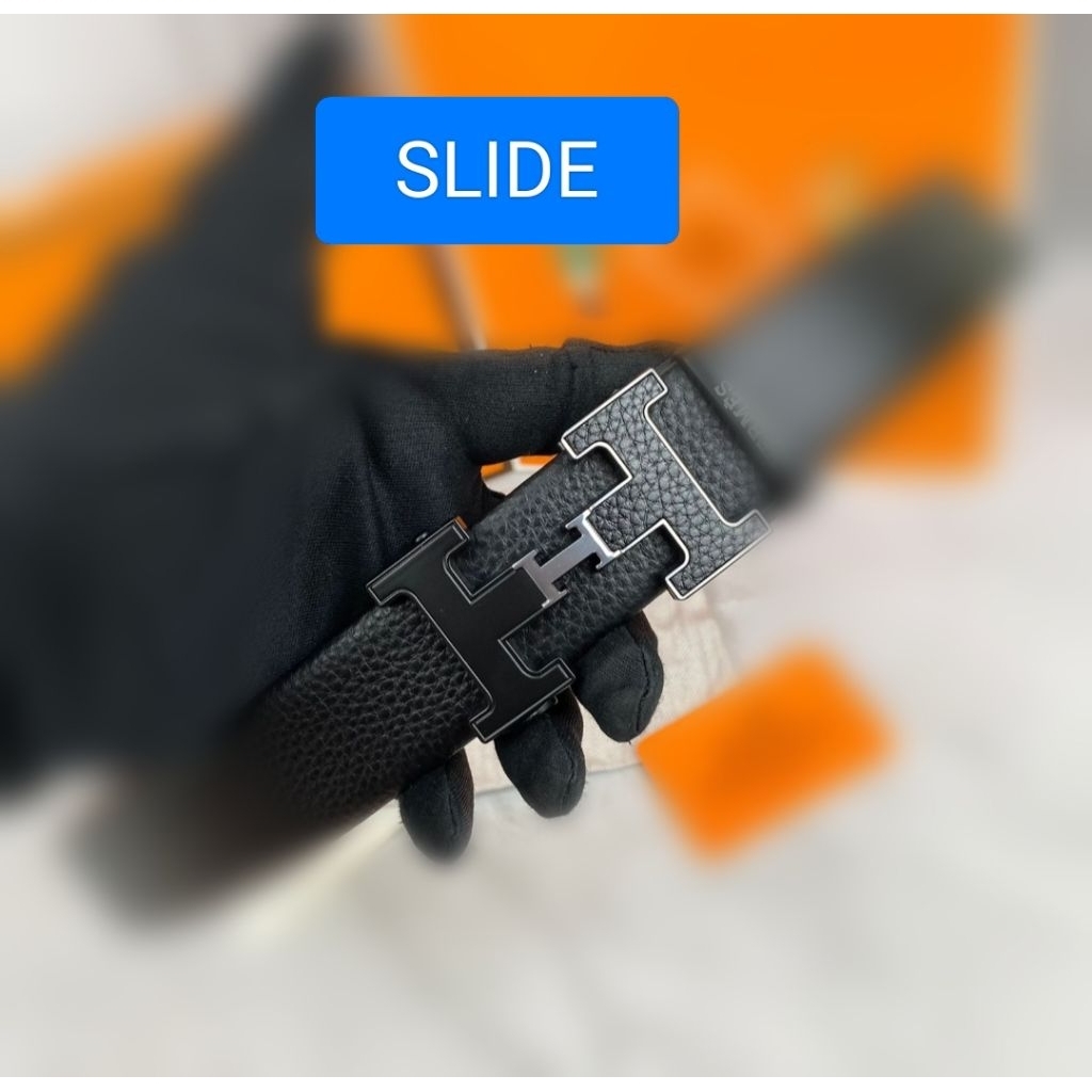 MEN BELT BRANDED เข็มขัดผู้ชาย HM 35107 หนังสีดํา MIROR