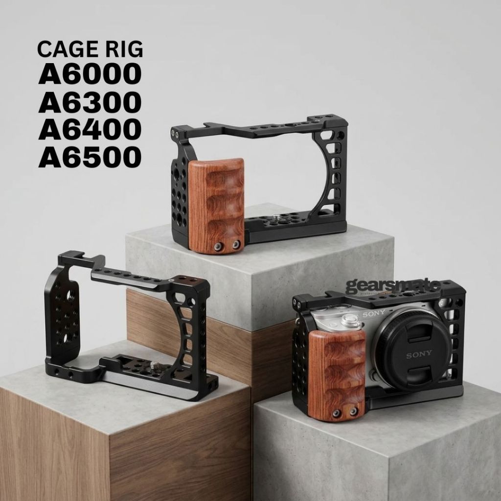 กล้อง Rig Sony A6000 A6100 A6300 A6400 A6500 แผ่นป้องกันและด้ามจับไม้