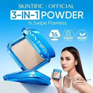 SKINTIFIC - Ultra Cover Powder Foundation 9g | Two Way Cake Pressed Powder Matte Bedak Padat Compact Meratakan warna kulit with Carnosine Ectoin Squalane Silk Powder