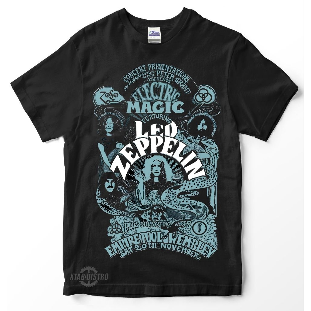 ZEPPELIN เสื้อยืด LED - Electric magic vintage rock n roll pop เสื้อยืดวงโลหะในตัว plastisol xtab distro