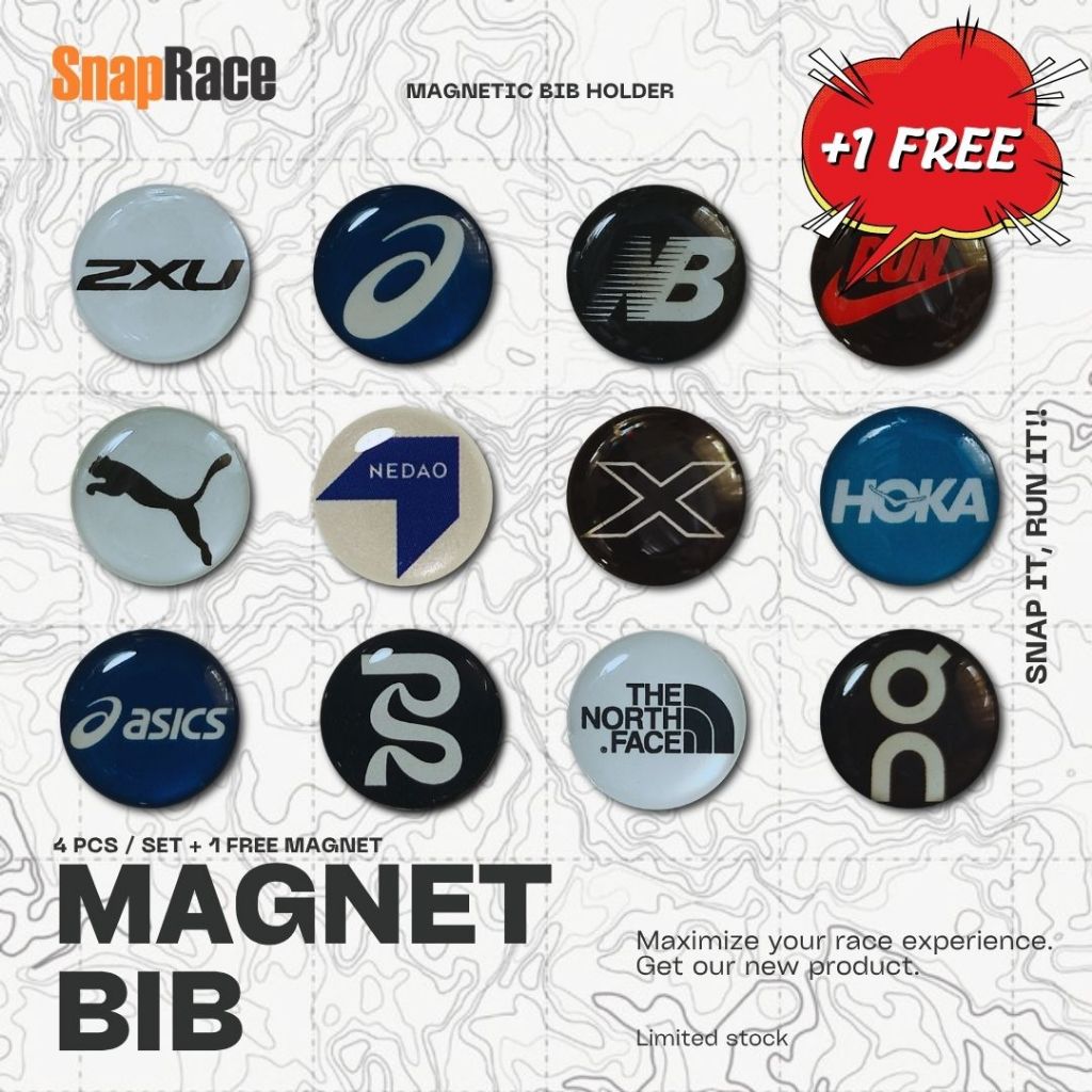 แม่เหล็ก BIB โลโก้ 5 ชิ้น SnapRace วิ่งหมายเลขผู้ถือ Race