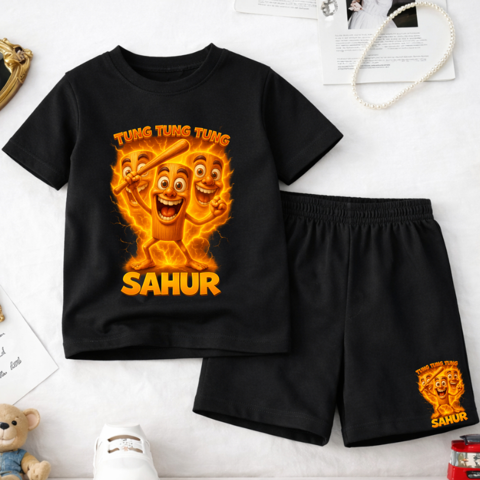 ชุดเสื้อยืดและกางเกงขาสั้นเด็ก | เสื้อผ้า ไม่จํากัดเพศ อายุ 5-15 ปี | ANOMALI SAHUR SHIEN Motif