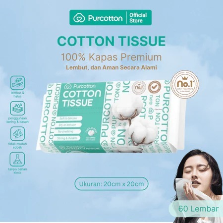 PURCOTTON Natural Cotton Tissue//กระดาษเช็ดหน้าผ้าฝ้ายธรรมชาติ