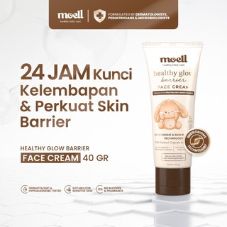 Moell Face Cream 40gr Healthy Glow Barrier with Greentea Extract, Panthenol Suitable For Sensitive Skin - Skincare Bayi