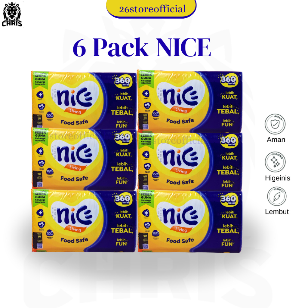 [6 ชิ้น] กระดาษเช็ดหน้า NICE 360H - กระดาษทิชชู่ Nice Living จํานวน 360 แผ่น / 2 ชั้น / กระดาษเช็ดหน