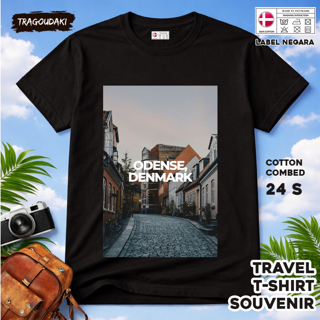 DENMARK ของที่ระลึก T-SHIRT DENMARK 39 Tag ของที่ระลึก เสื้อผ้าทําจากผ้าฝ้ายหวี 24s