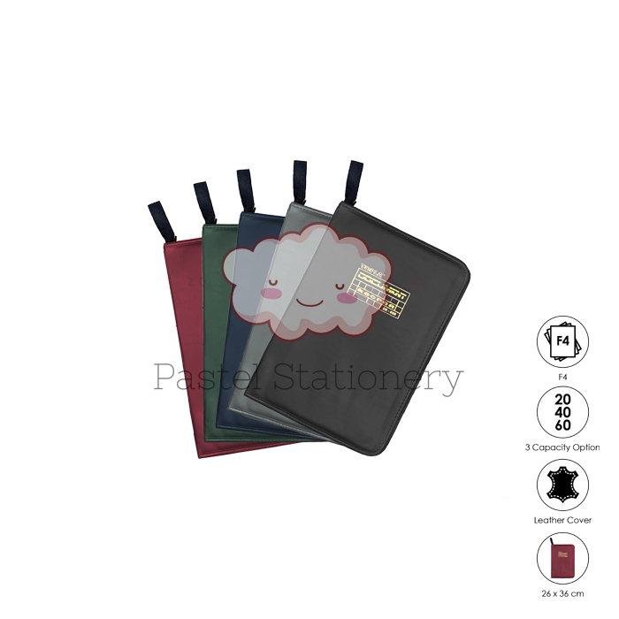 Zippered Diploma โฟลเดอร์เอกสารเนื้อหา 20 40 60 ช่องปกหนังกันน้ํา F4 Topla DK-888 - ที่ใส่ใสกันน้ําป