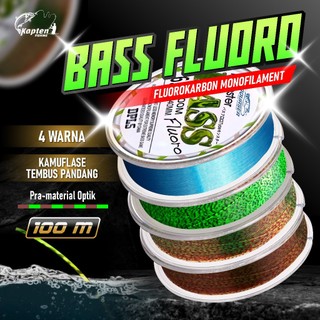 KaptenFishing Tali Pancing Bass FLUOROCARBON 100M senar pancing Kuat anti keriting ori