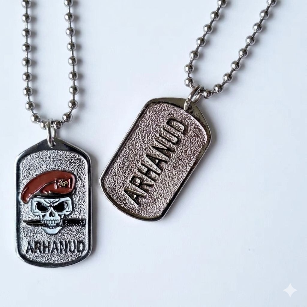 สร้อยคอสุนัขผู้ชายล่าสุด สร้อยคอ Kopassus TNI ad twngkorak,mararhanud, pemuda Pancasila tniad eactio