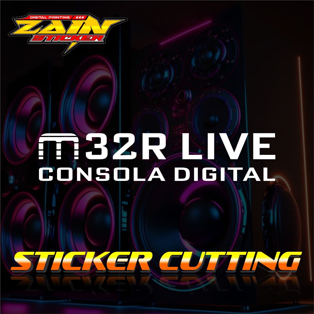 สติ๊กเกอร์ตัด เครื่องเสียงฮาร์ดเคส m32r live.สติ๊กเกอร์กล่องเสียง M32R LIVE consola ดิจิตอล
