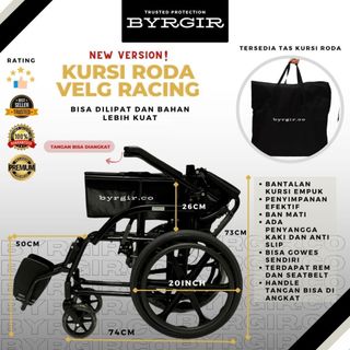 TERBARU Kursi Roda Lipat Travel Travelling Wheelchair Wheel Chair Lansia Medis Rumah sakit Portable Comfort Kokoh,Nyaman,Ringan,Mudah Dibawa Dan Praktis