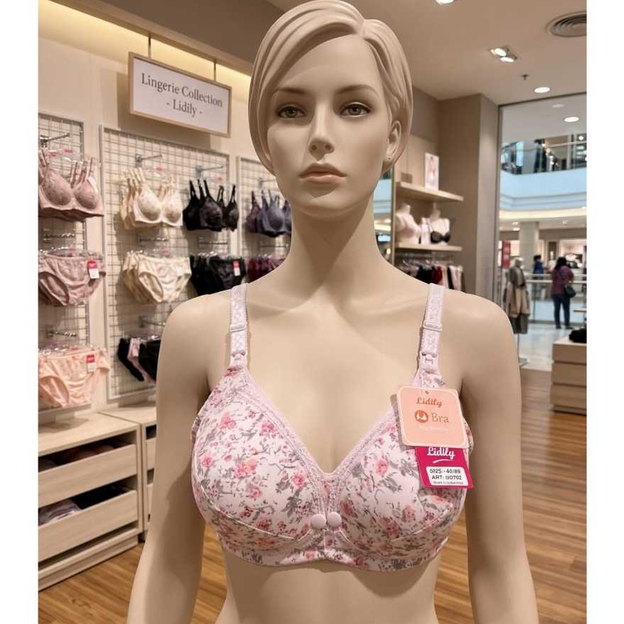 LIDILY Bra Nursing Bra DD730 Nursing Bra Foam No Wire Plain Button Size. 36 - 42