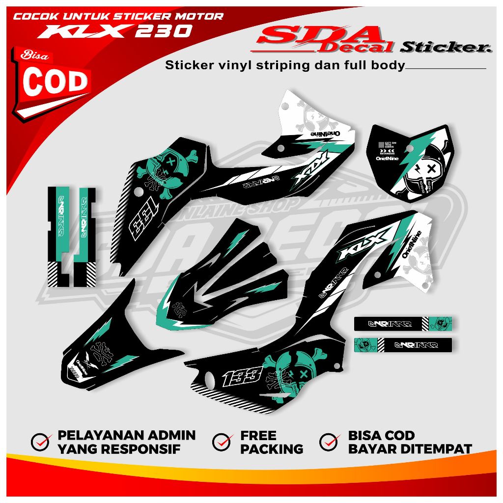 KLX 230 Full Body Decal Sticker - KLX 230 Full Body Decal สติกเกอร์สามารถปรับแต่งชื่อและหมายเลข SDA.