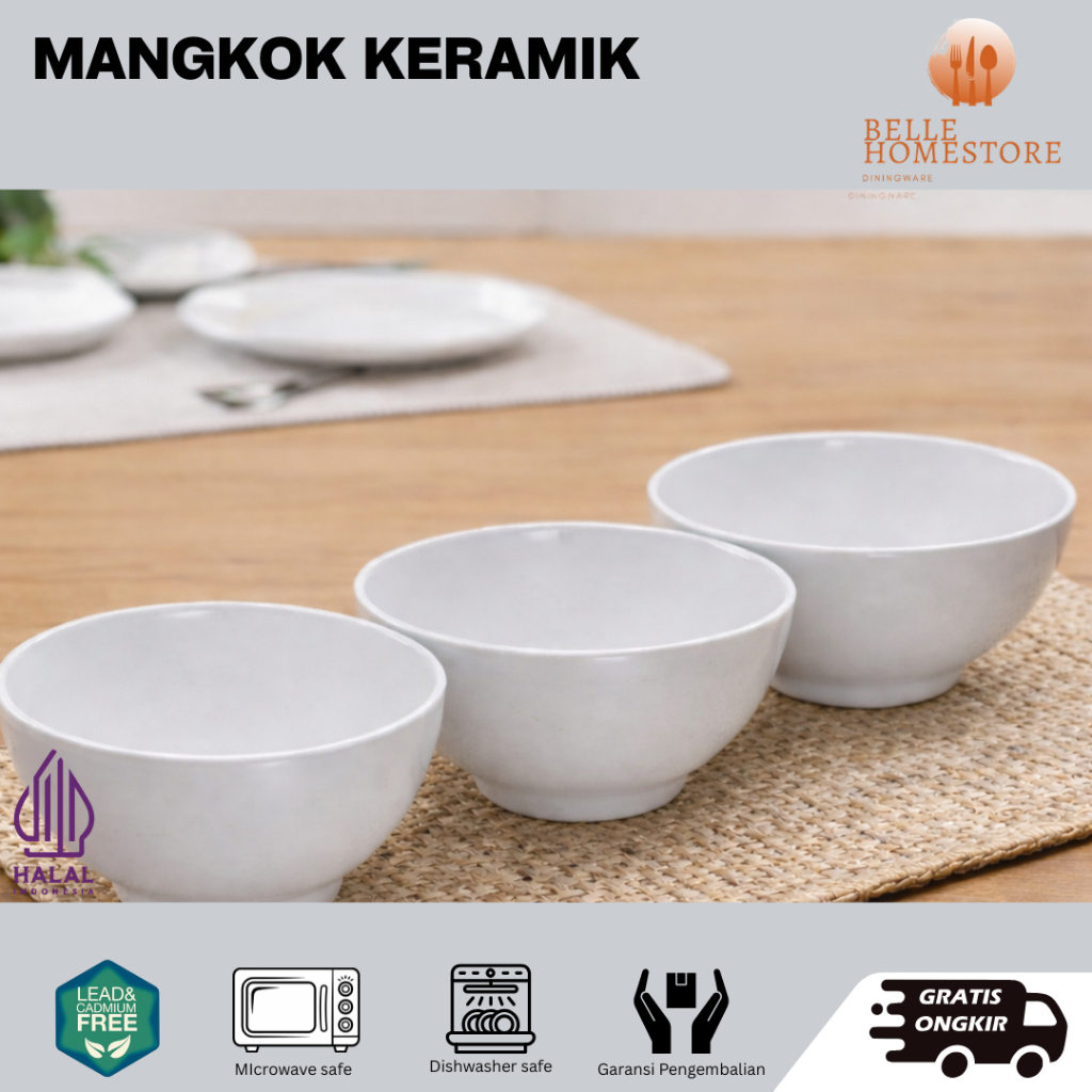 BOWL BOWL CERAMIC NOODLE/SOUP/BAKSO BOWL โดย BELLE.HOMESTORE