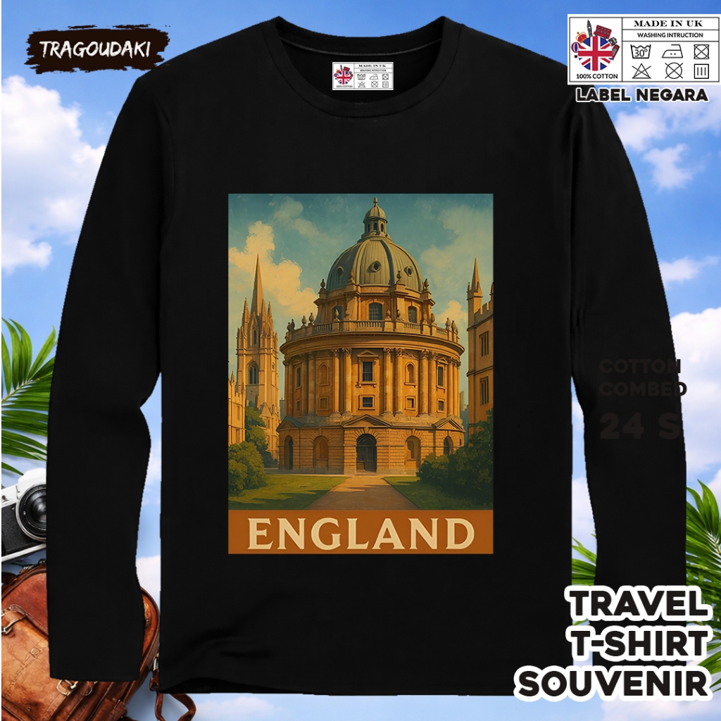 ENGLAND LONG-SLEEVED SOUVENIR เสื้อยืด 22 พร้อม ENGLAND COUNTRY TAG COTTON 24S SOUVENIR ของขวัญพรีเม
