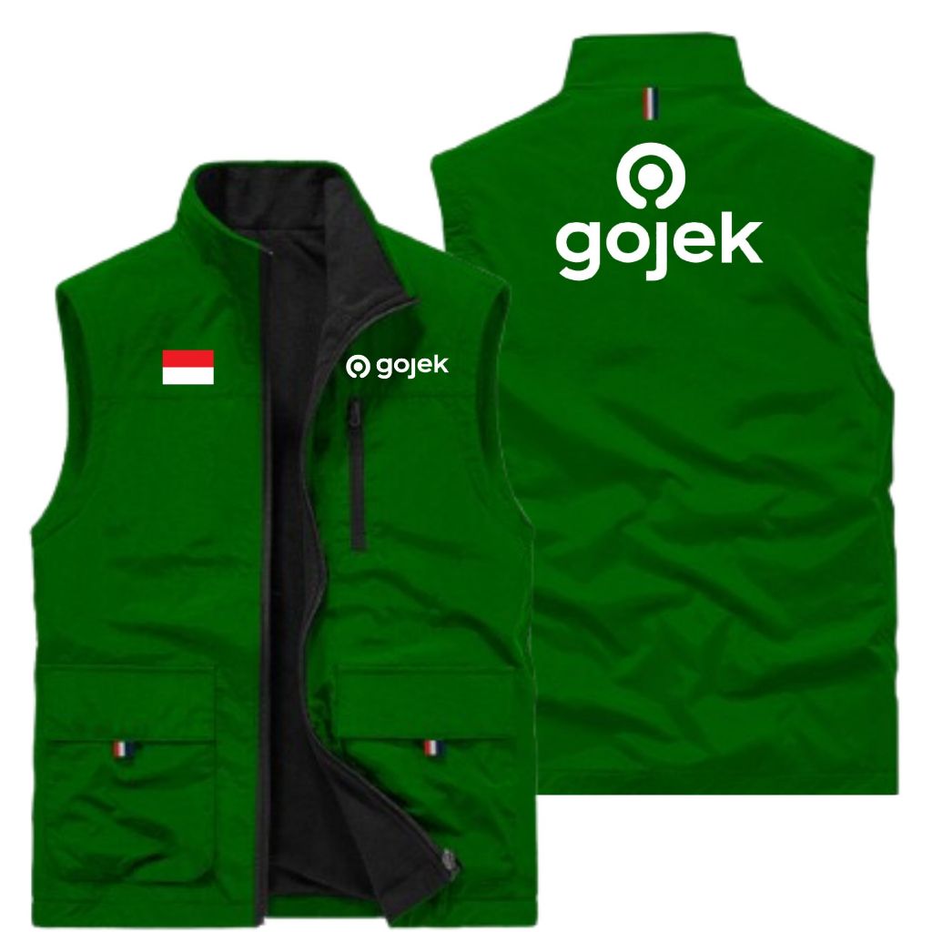 Gojek Outdoor Vest เสื้อกั๊ก Gojek ราคาไม่แพง / เสื้อกั๊ก Gojek สามารถปรับแต่งได้ด้วยโลโก้และชื่อ