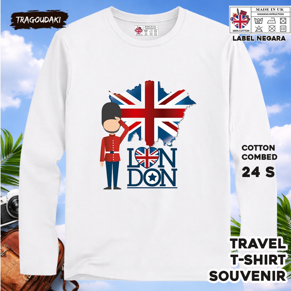 ENGLAND 85 LONG-SLEEVED SOUVENIR เสื้อยืด ENGLAND COUNTRY TAG COTTON 24S ของขวัญพรีเมี่ยม SOUVENIR