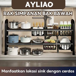 AYLIAO Rak Penyimpanan Dapur Rak Serbaguna Rak Panci Wastafel Dapur Di Bawah