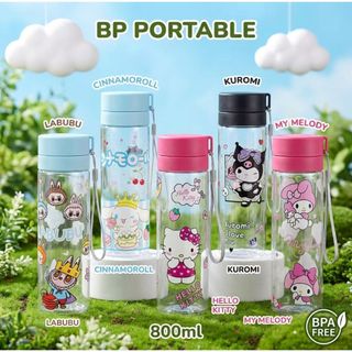 BP Portable Botol Minum 800ml | - LABUBU Sanrio Kuromi Capybara Stitch POP MART | BPA Free Bening PORTABLE