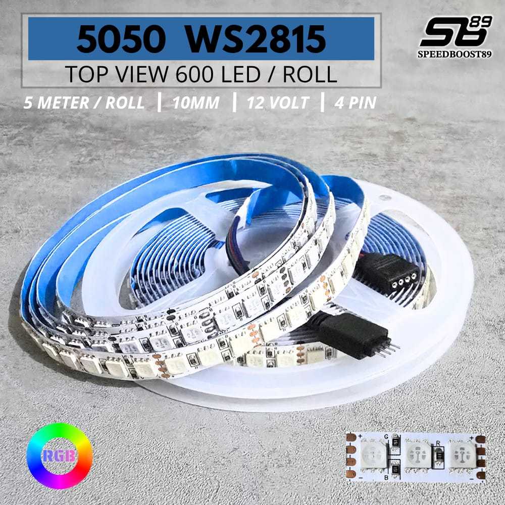 SBY WS2815 RGB LED โคมไฟ 120 LED/เมตร 10 มม.DC 12V มุมมองด้านบน 1 ม้วน 5 เมตร 600 LEDs