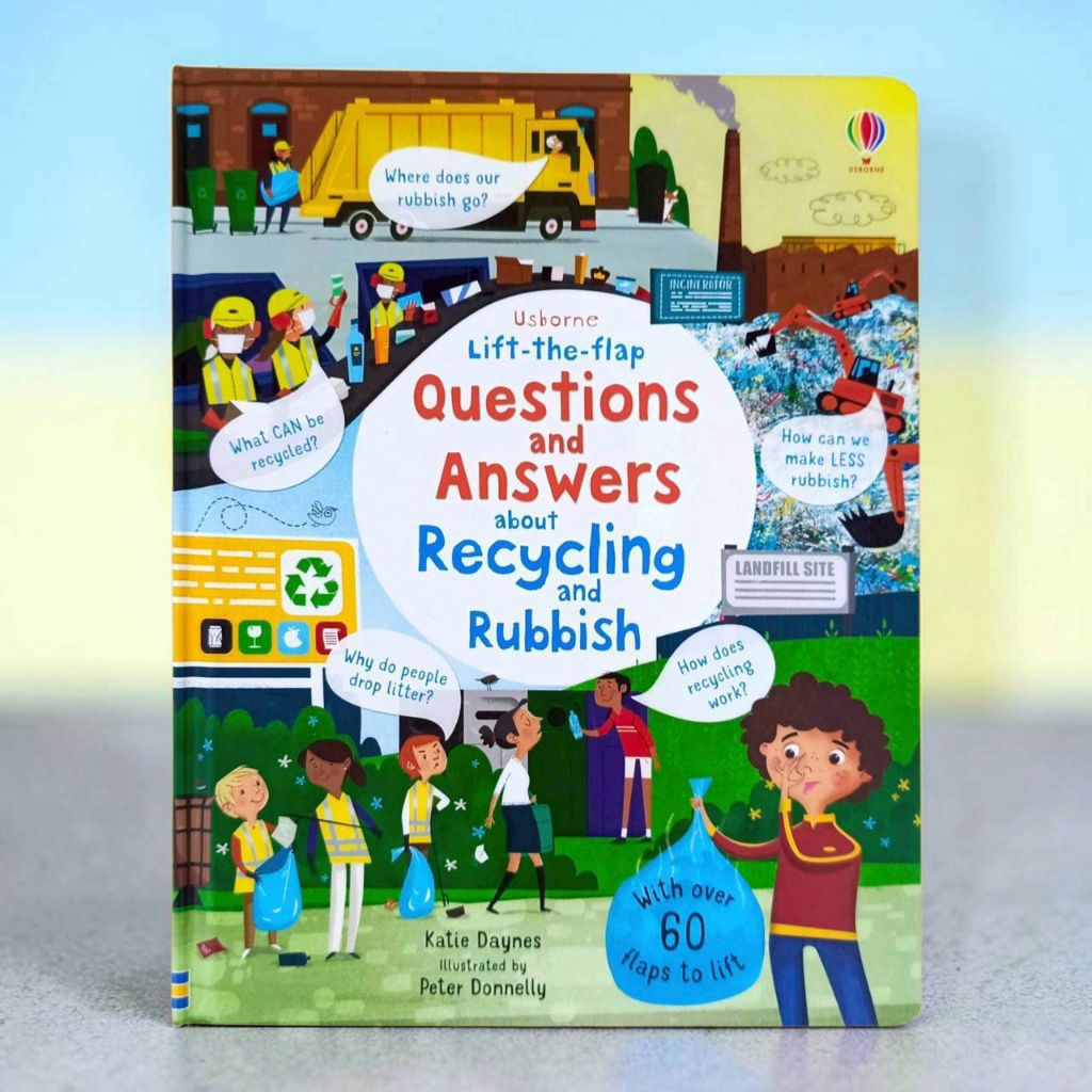 Usborne Lift-the-Flap คําถามและคําตอบเกี่ยวกับการรีไซเคิลและรอยบุช