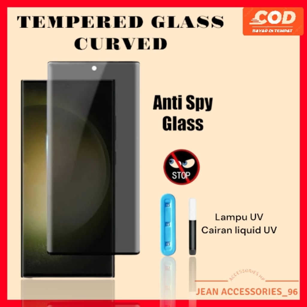 กระจกนิรภัยโค้ง Nano UV Anti Spy Vivo V30 5G V30 pro V30E 5G