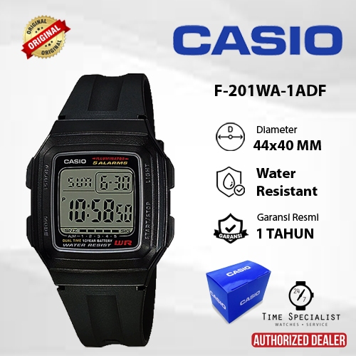 นาฬิกา CASIO F-201WA ดั้งเดิมพร้อมการรับประกันอย่างเป็นทางการ