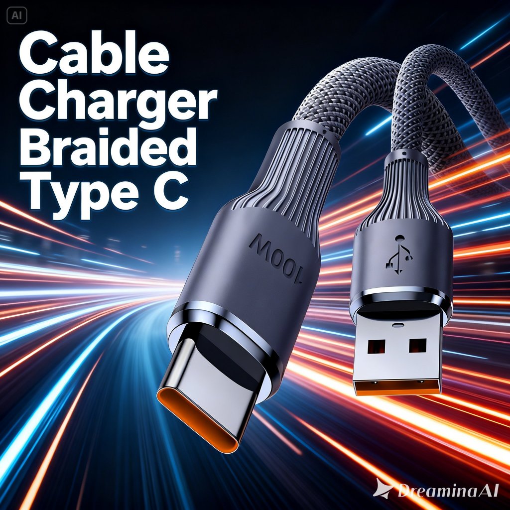 สายชาร์จเร็ว Type-C Braided 100W PD Cable Data Cable 6A Type C