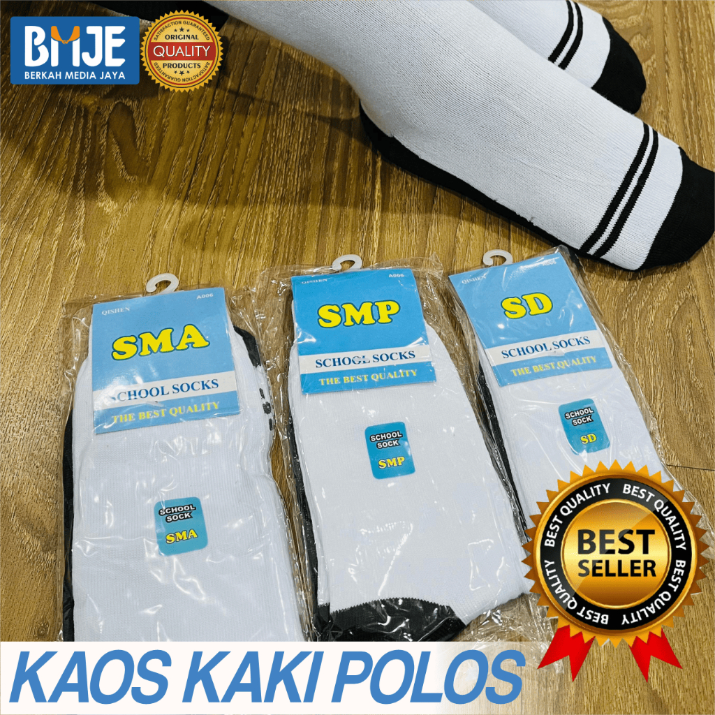 SCHOOL SOCKS, KINDERGARTEN-ELEMENTARY SCHOOL SOCKS, ถุงเท้าสีขาวและสีดํา, PLAIN BLACK
