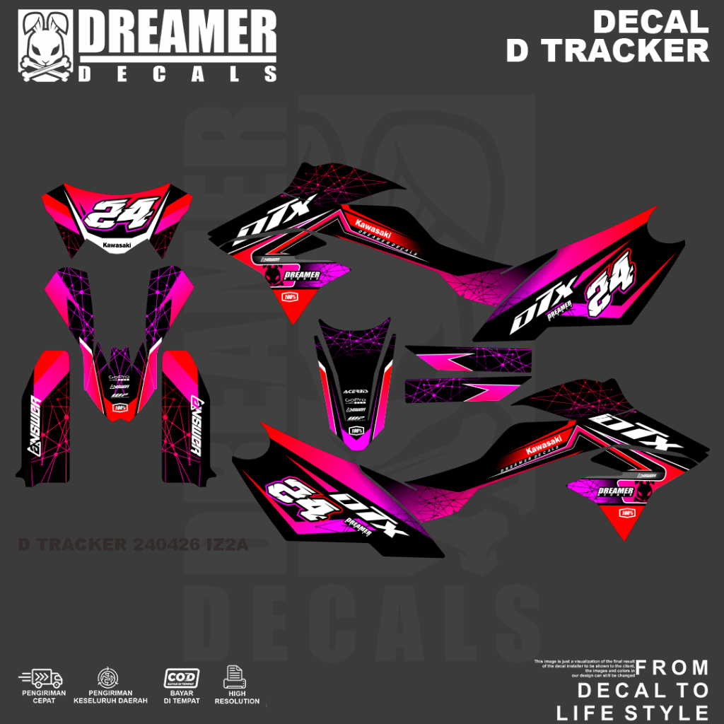 Dreamer Decals Sticker Decal Sticker KlX D TRACKER PREMIUM รหัสสินค้าที่น่ารักแล้ว 240426 ไอซ 2a